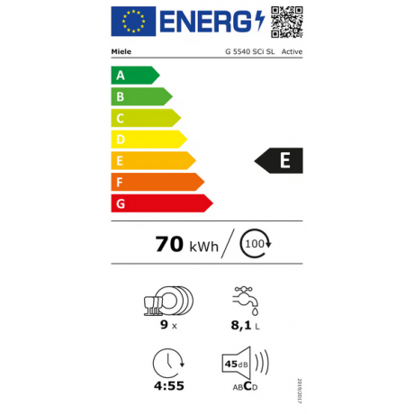 MIELE G 5540 SCi SL Active Φωτεινό λευκό Εντοιχιζ΄όμενο Πλυντήριο Πιάτων 45cm